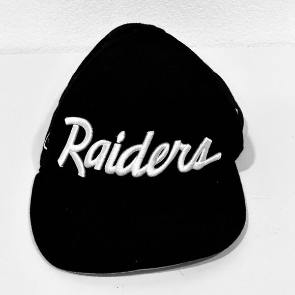 RAIDERS NFL New Era Wool Baseball Cap Trucker Hat Black Embroidered Adjusts OS - Picture 9 of 9